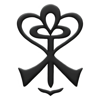 Black heart shape with ankh in the center sticker