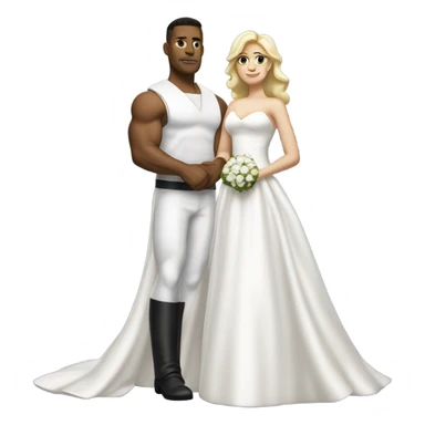 Black bread strong man wedding with blode woman sticker