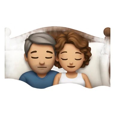Couple with brown hair sleeping in bed sticker