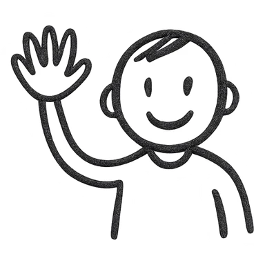 a person waving, hand drawn style sticker