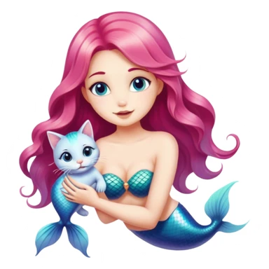 Mermaid holding a cat sticker