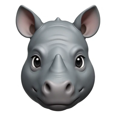 cinematic-noble-cute-rhinoceros-portrait-emoji,slate-grey-hide-poised-and-regal,-with-a-massive,-powerful-build-and-a-thick,--deep-set-soulful-piercing-eyes,-simplified-yet-sharp-and-sophisticated-features,-highly-detailed,-large-black-eyes, white horn, front facing sticker