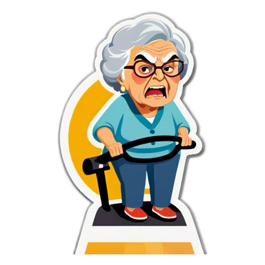 Angry Grandma drives car on right lane sticker
