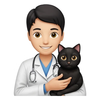 Veterinaria con un gato negro sticker