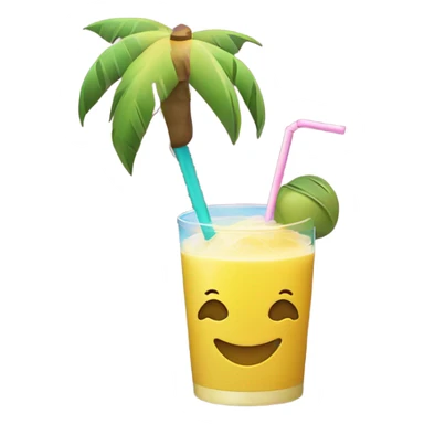 Yellow emoji sipping on a coconut sticker