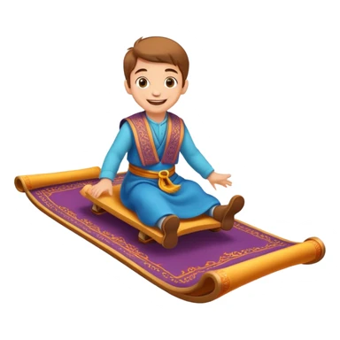 child riding a magic carpet sticker