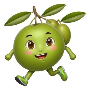 olive fruit running, cute sticker