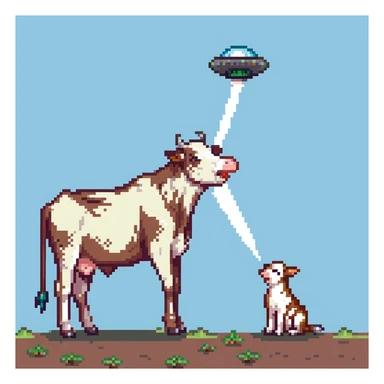 cow being sucked up by a ufo sticker