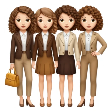 3 white girls, all of off this with brown hair but one whit straight one whit curly and one whit very curly(aesthetic)and chic clothes sticker