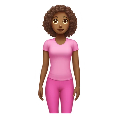 Brown girl with long curly hair doing Pilates and wearing pink sticker