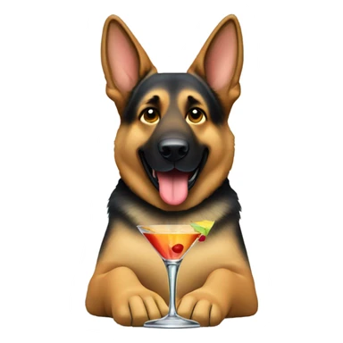 german shepard drinking a martini  sticker