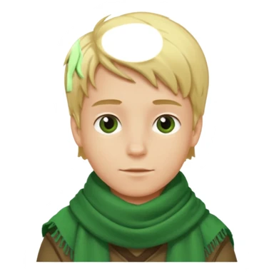 blonde hair boy, green scarf sticker