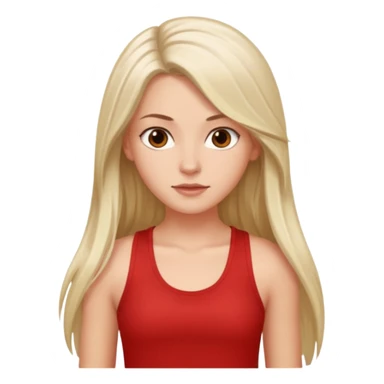White girl with long 3B hair with brown eyes and a red tank top sticker