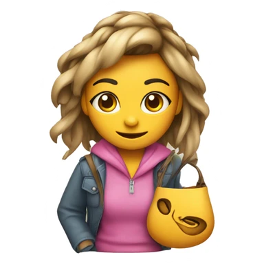 CHICA COLORADA CON BOLSA DE TELA COLGANDO sticker