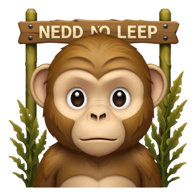 Sad Monkey sitting beside a 'ned kelp 🥺' sign, sticker