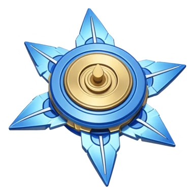 A blue Beyblade with 3 pointed blades like Victory Valtryek sticker
