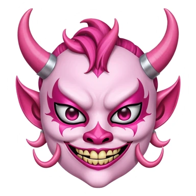 A pink girly oni mask with devil horns  sticker
