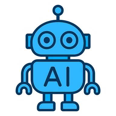 Change the blue color to a different shade for the blue AI robot, keep the color outline icon style, no background. sticker