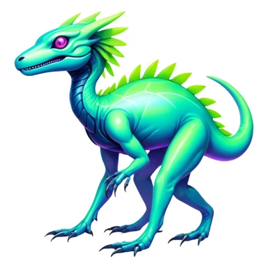 Tropical futuristic lush cool edgy neon Fionbri-Vernid-Elgyem-creature (full body) sticker