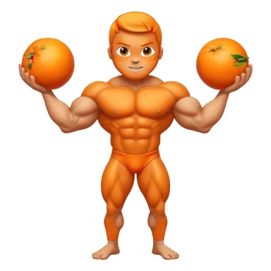 Fruit orange with a face and bodybuilder arms and leg sticker