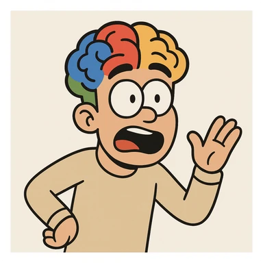 brain logo inspired by Google's branding, using blue red yellow and green, modern and friendly, white background sticker