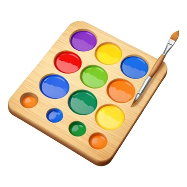 paint palette with bright colors and a brush, fun and inviting sticker
