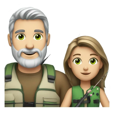 White with blue/green eyes dad with beard and daughter fishing sticker