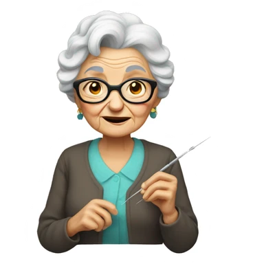 Old grandma with a needle sticker