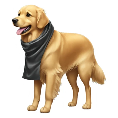 Golden retriever with a trash bag as a coat sticker