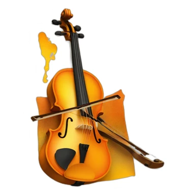 orange and yellow painting with a violin in the middle sticker