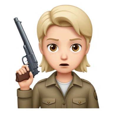 Confused face holding gun  sticker