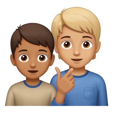 two children, one talking and one listening, friendly and expressive sticker