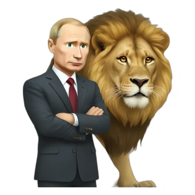 Putin hunting a lion sticker