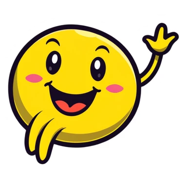 playful smiley face with tongue wiggling from side to side, motion lines showing the tongue swinging, dynamic pose sticker
