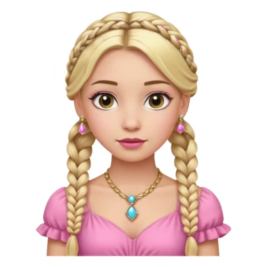fancy blonde hair girl with braids pink outfit makeup and jewellery sticker
