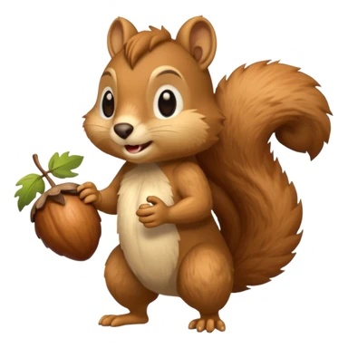 saber-toothed squirrel character with acorn, full body sticker