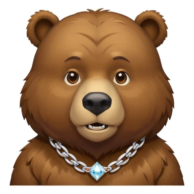 Russian grizzly bear wearing a diamond rapper chain sticker