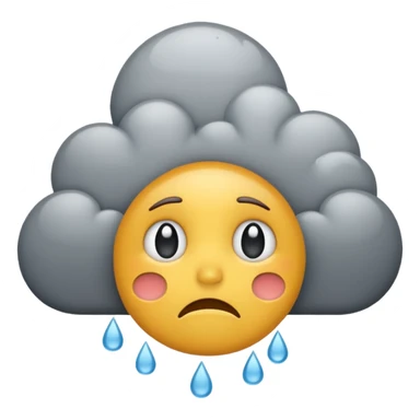 emoji with clouds and raindrops expressing sadness and melancholy sticker