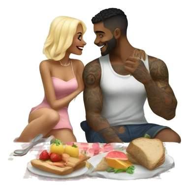 Romantic picnic date for beautiful tattooed couple sticker