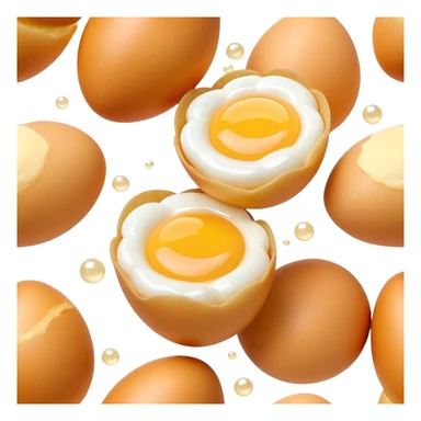 3D rendered Hong Kong egg puffs (鸡蛋仔) with condensed milk drizzle, authentic egg-shaped bubble pattern, golden bubbles with white drizzle, hyper-realistic texture, glossy finish sticker