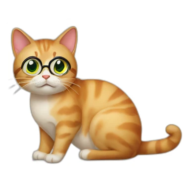 Cat with 4 eyes sitting on the floor sticker