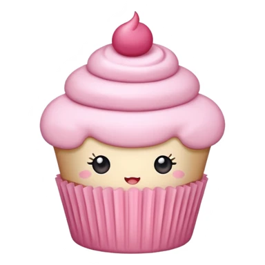 **“Kawaii pembe cupcake, üstünde fiyonk, pastel tonlar, sticker