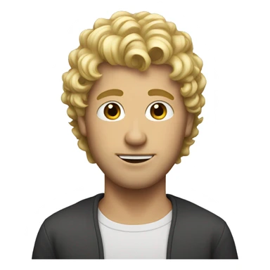 blonde adult guy with taper cut, curly front sticker