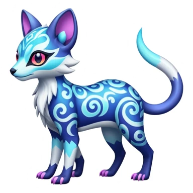Icy floral shiny colorful neon bright vibrant patterned Genet-Absol-Zeraora-Primagen-fusion-creature  sticker