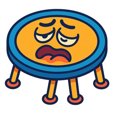 a trampoline with a moaning face, expressive and playful, vibrant toon style sticker