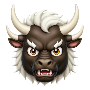 black angry powerful with white horns bull emoji sticker