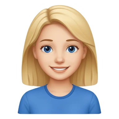 smiling girl in blue shirt sticker