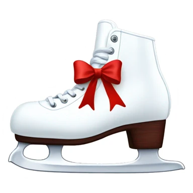 white ice skates with a red bow wrapped around it entirely  sticker