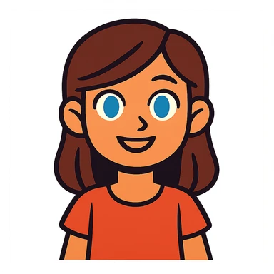 vibrant toon style girl with brown hair and blue eyes sticker