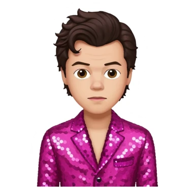 Harry Styles from One Direction with light skin, dark brown hair, dark pink sequin outfit sticker